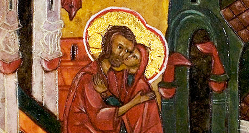 Ancient religious art Mary and Joseph 